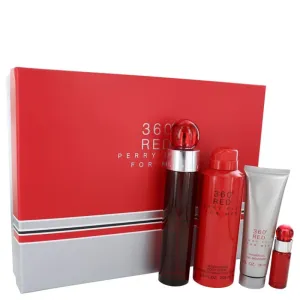 360 Red Gift Set - 3.4 Oz Edt Spray   .25 Oz Mini Edt Spray   6.8 Oz Body Spray