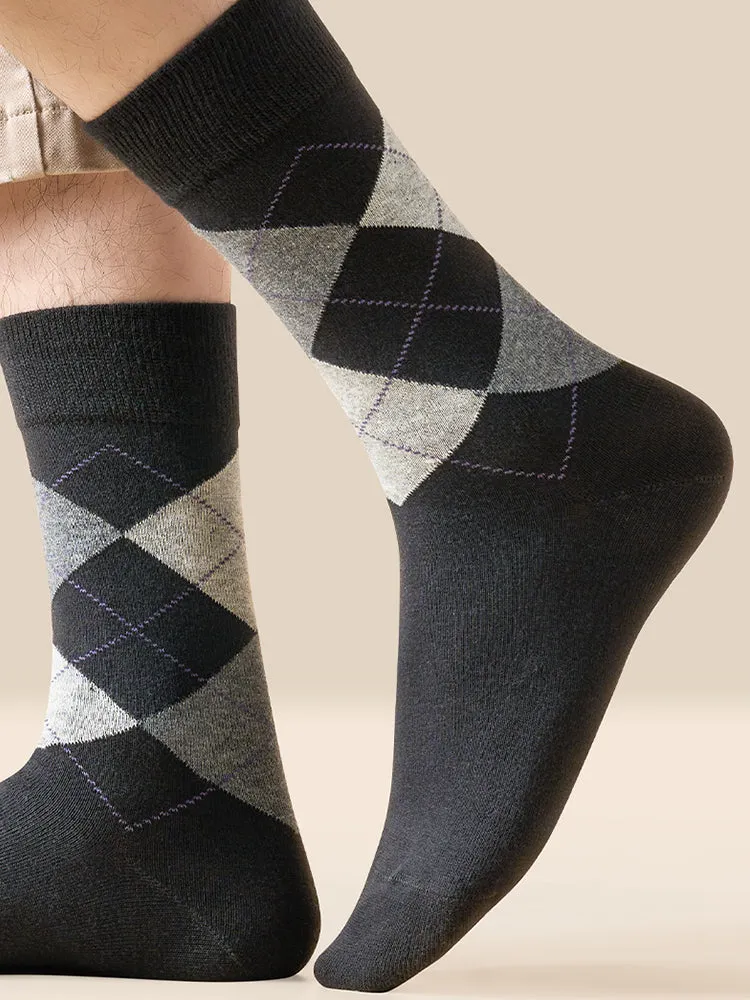 5 Pack Men's Simple Textured Crew Socks