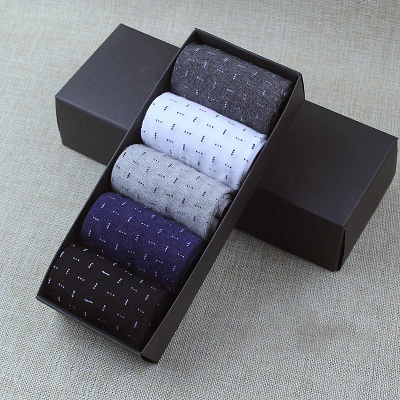 5 Pack Men's Simple Textured Crew Socks