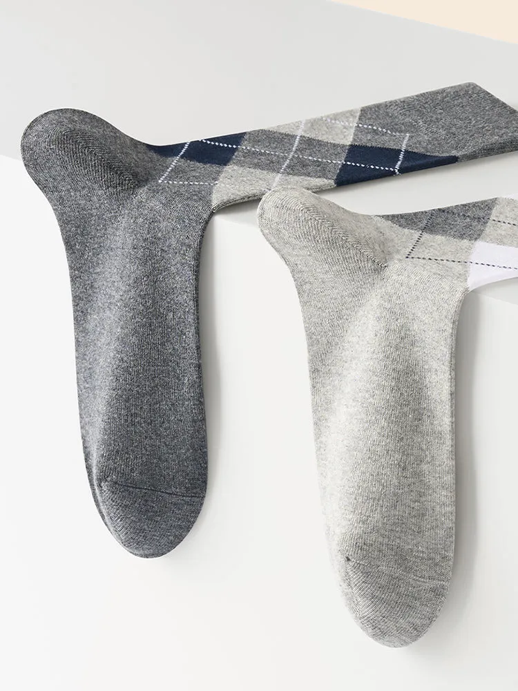 5 Pack Men's Simple Textured Crew Socks