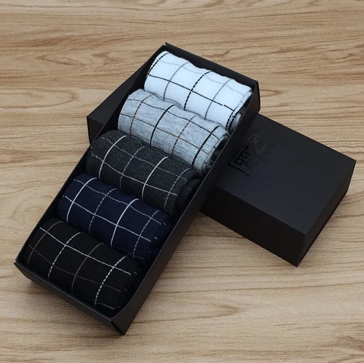5 Pack Men's Simple Textured Crew Socks