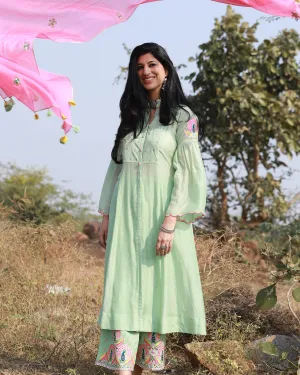 Bagh Mint Green Jacket Kurta Set