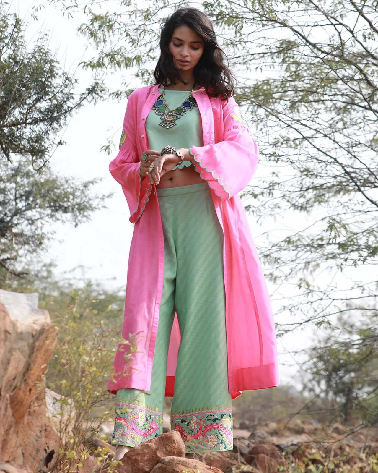 Bagh Pink Jacket Set