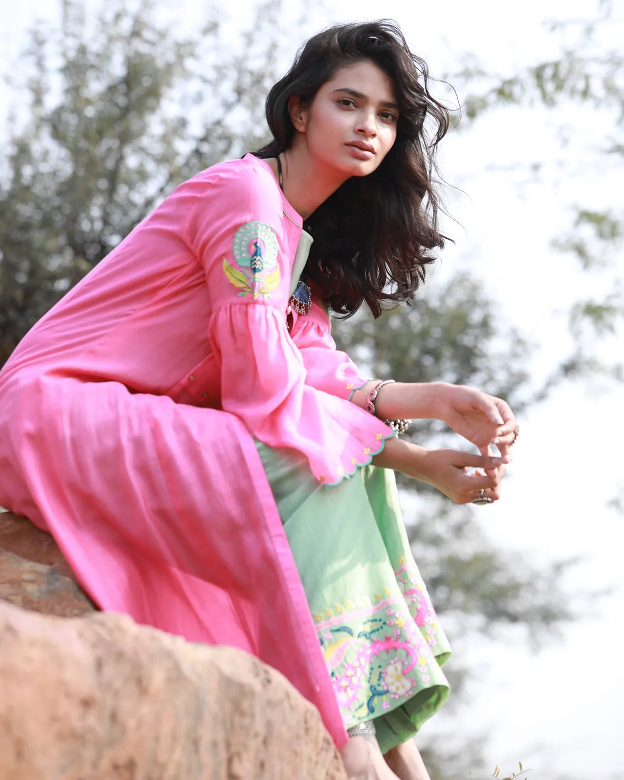 Bagh Pink Jacket Set