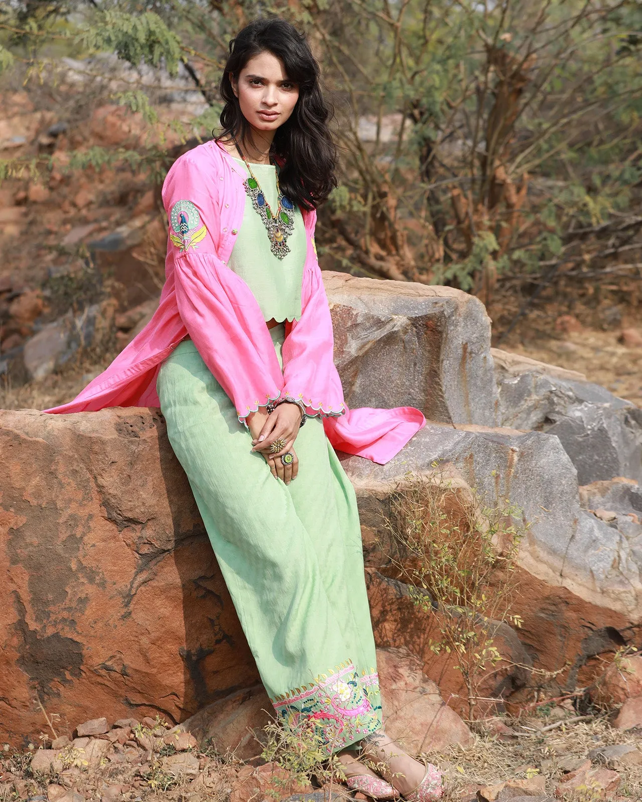 Bagh Pink Jacket Set