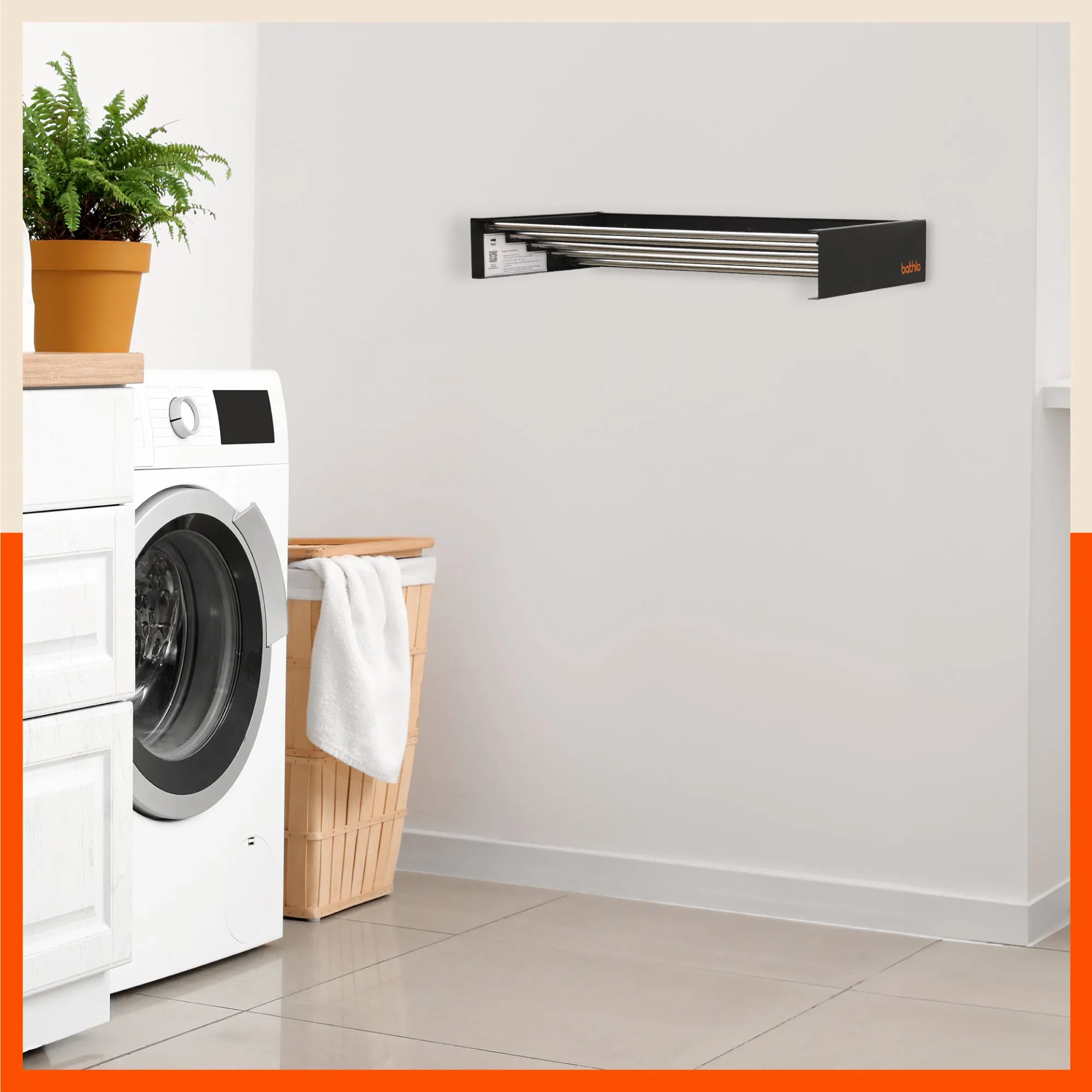 Bathla Mobidry Eze Wall Mounted Clothes Drying Rack | Black