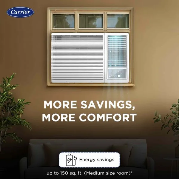Carrier 19K ESTRELLA FXI (CIW19EC5R35F0) 1.5Ton 5 Star Window Inverter AC (Copper, Dust Filter & Turbo Mode, White)