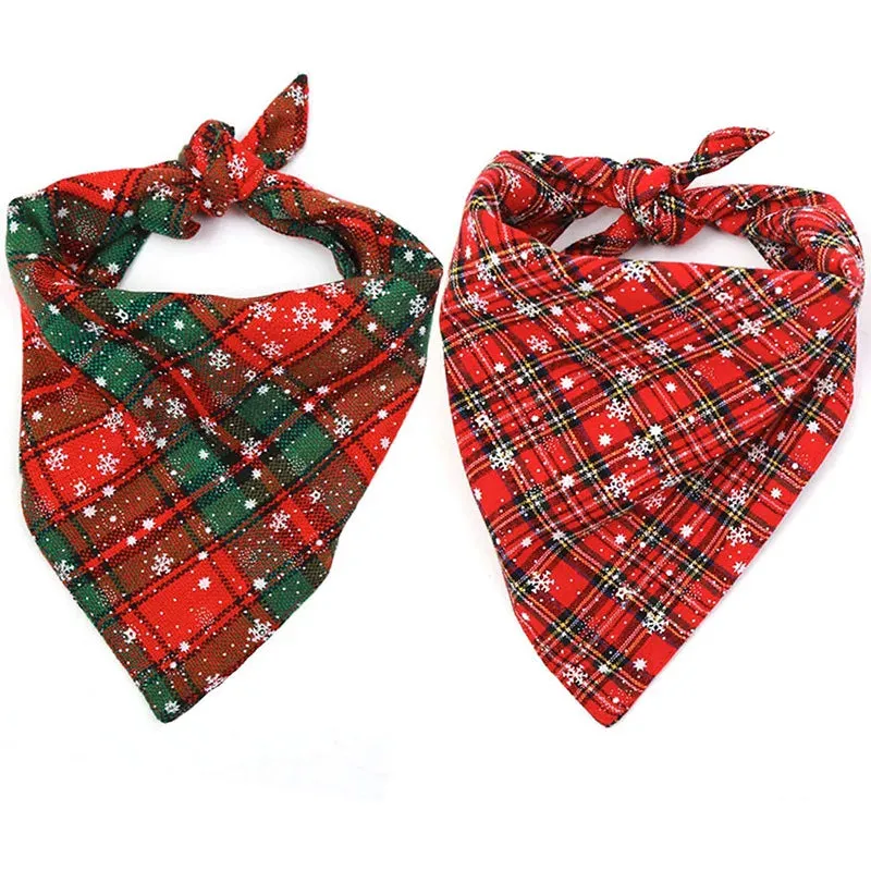 Christmas Snowflake Cotton Bandana for Large Dogs
