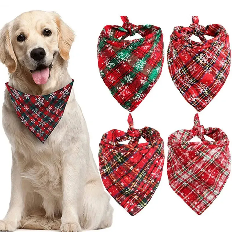 Christmas Snowflake Cotton Bandana for Large Dogs