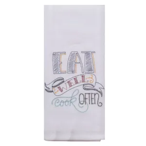 Eat Well Embroidered Towel