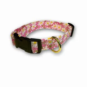 Elmo's Closet Daisies On Pink Dog Collar