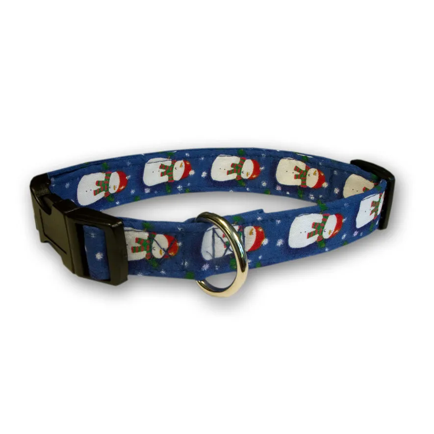 Elmo's Closet Jolly Snowmen Dog Collar - Blue