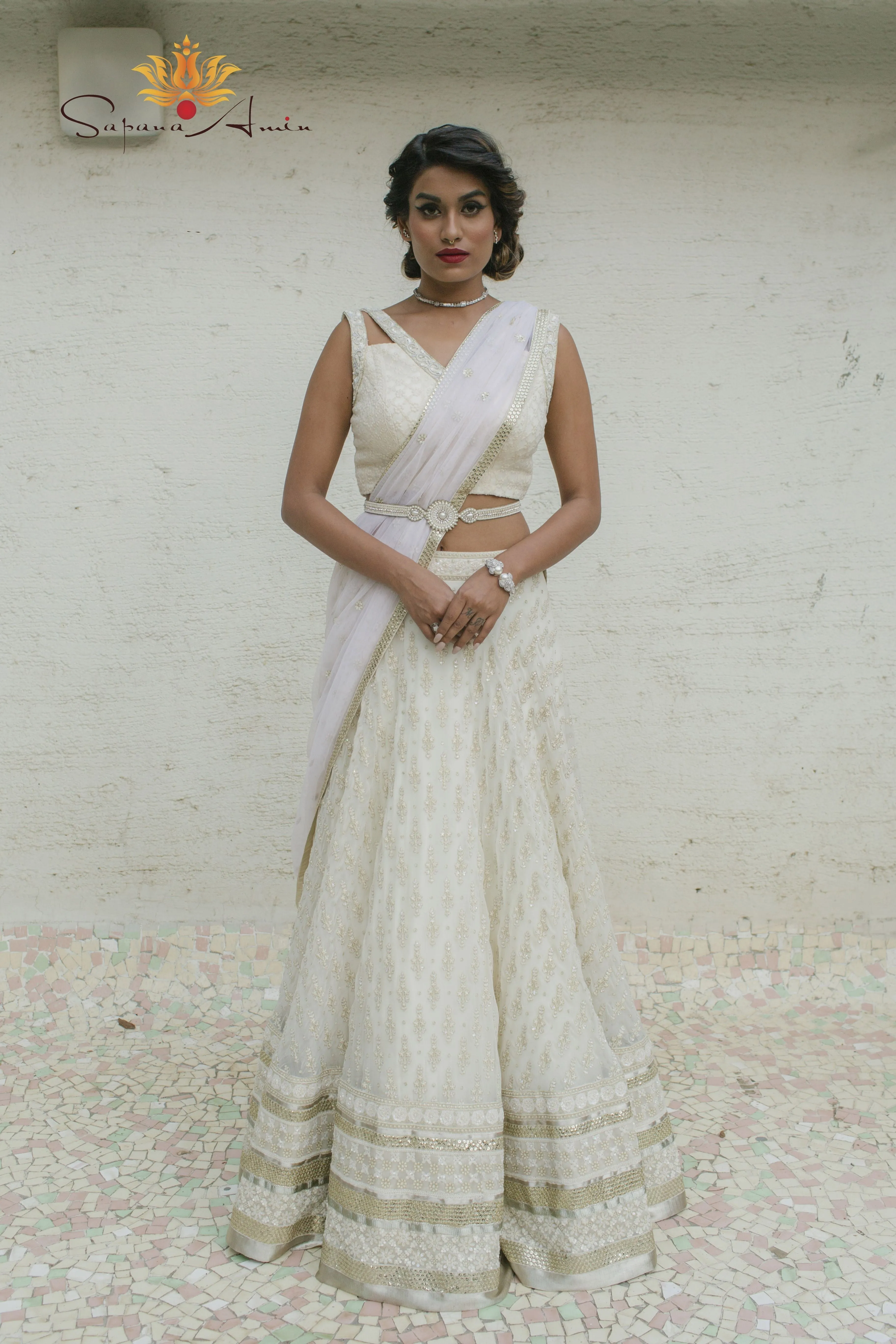 Ivory Textured Lehenga  Elegant Traditional Wear for Special Occasions