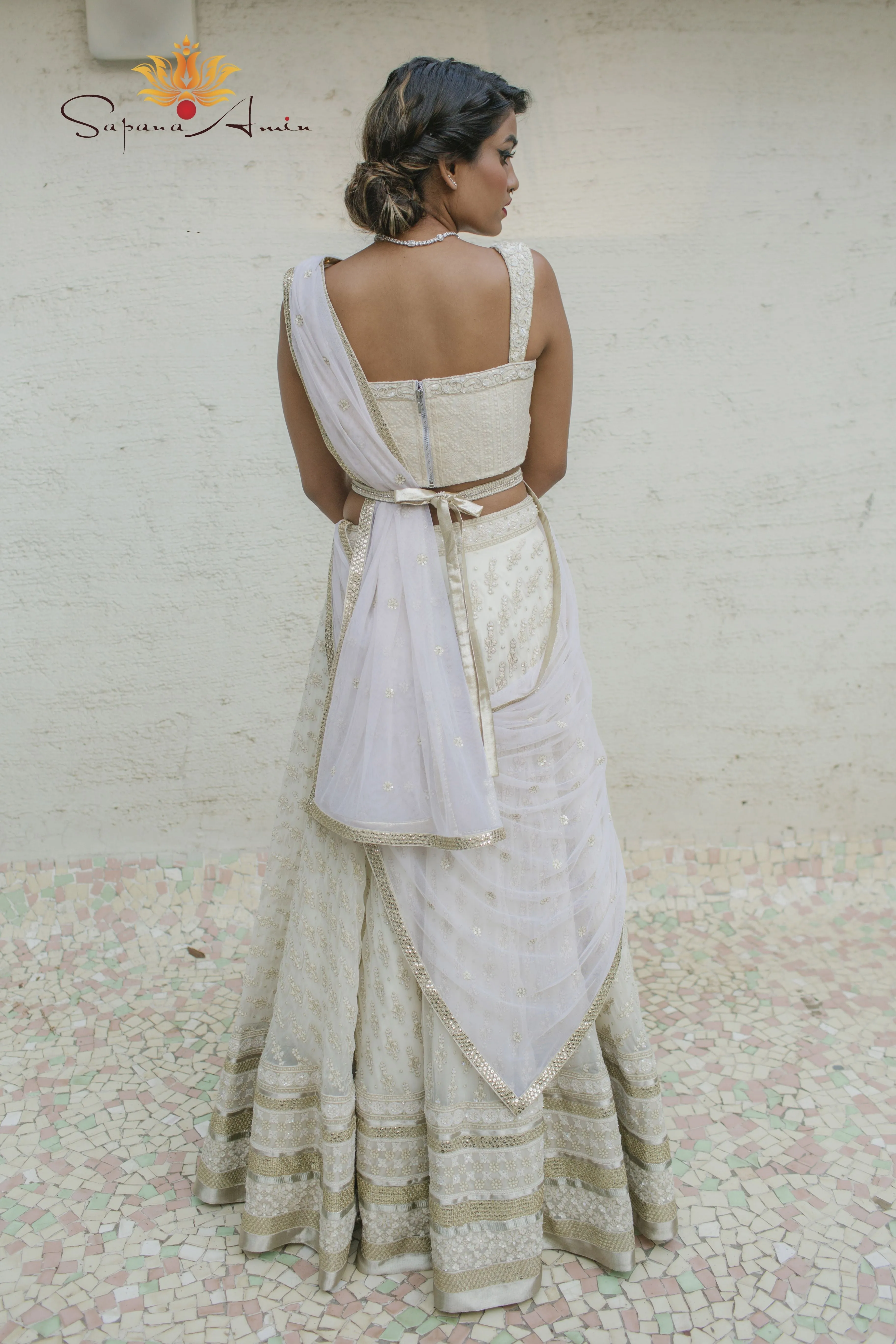 Ivory Textured Lehenga  Elegant Traditional Wear for Special Occasions