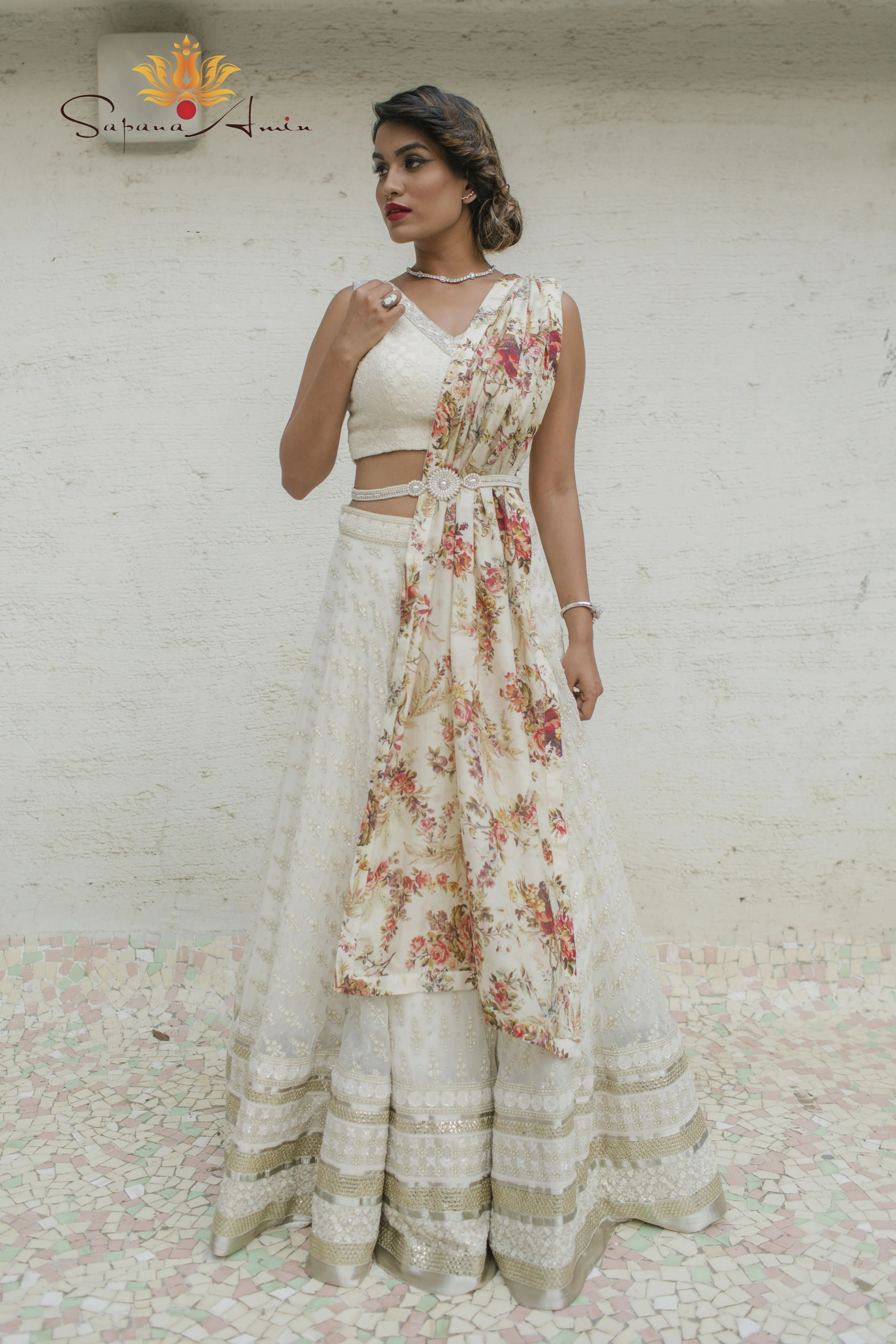 Ivory Textured Lehenga  Elegant Traditional Wear for Special Occasions