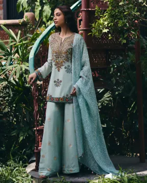 Mint Blue Printed Kurta Set