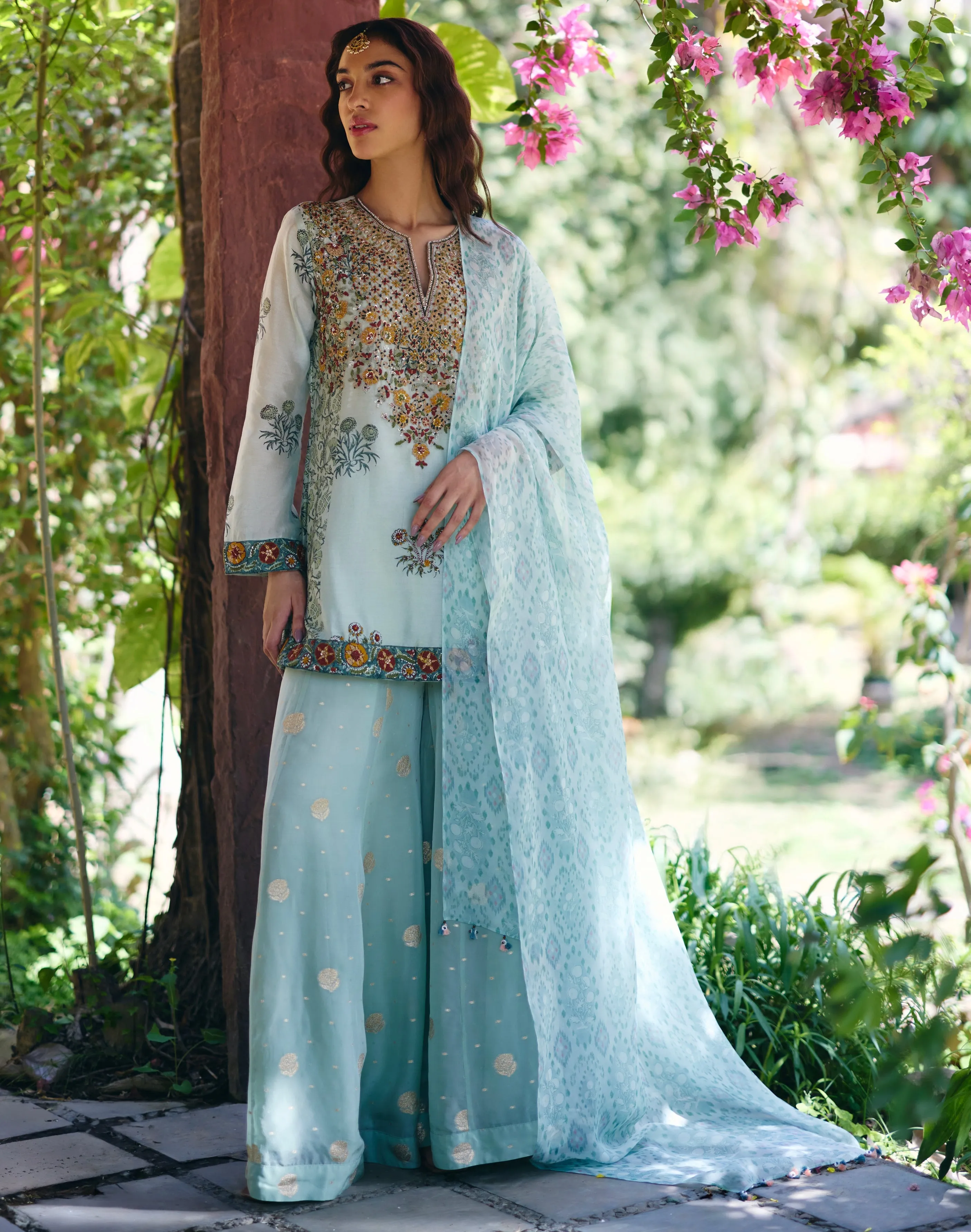Mint Blue Printed Kurta Set