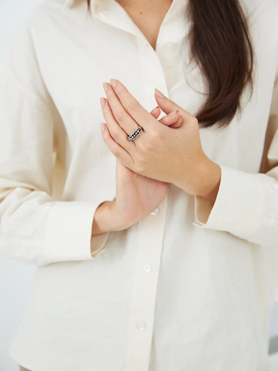 Pearl Scallop Ring - Peacock