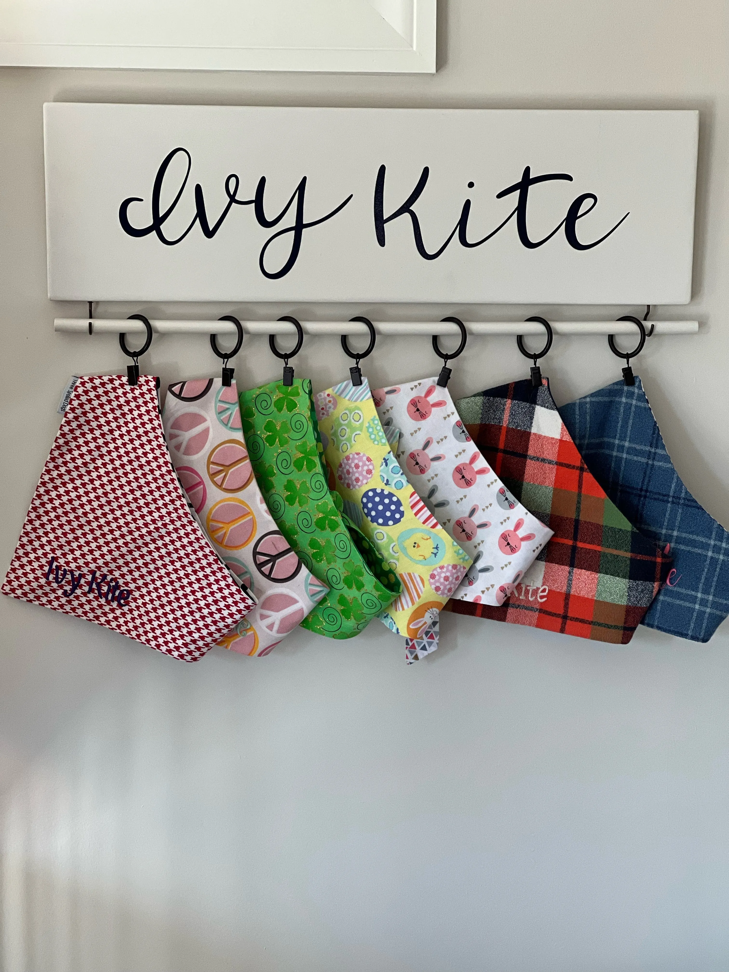 Personalized Dog Bandana Hangers - Holds Collars & Leashes too