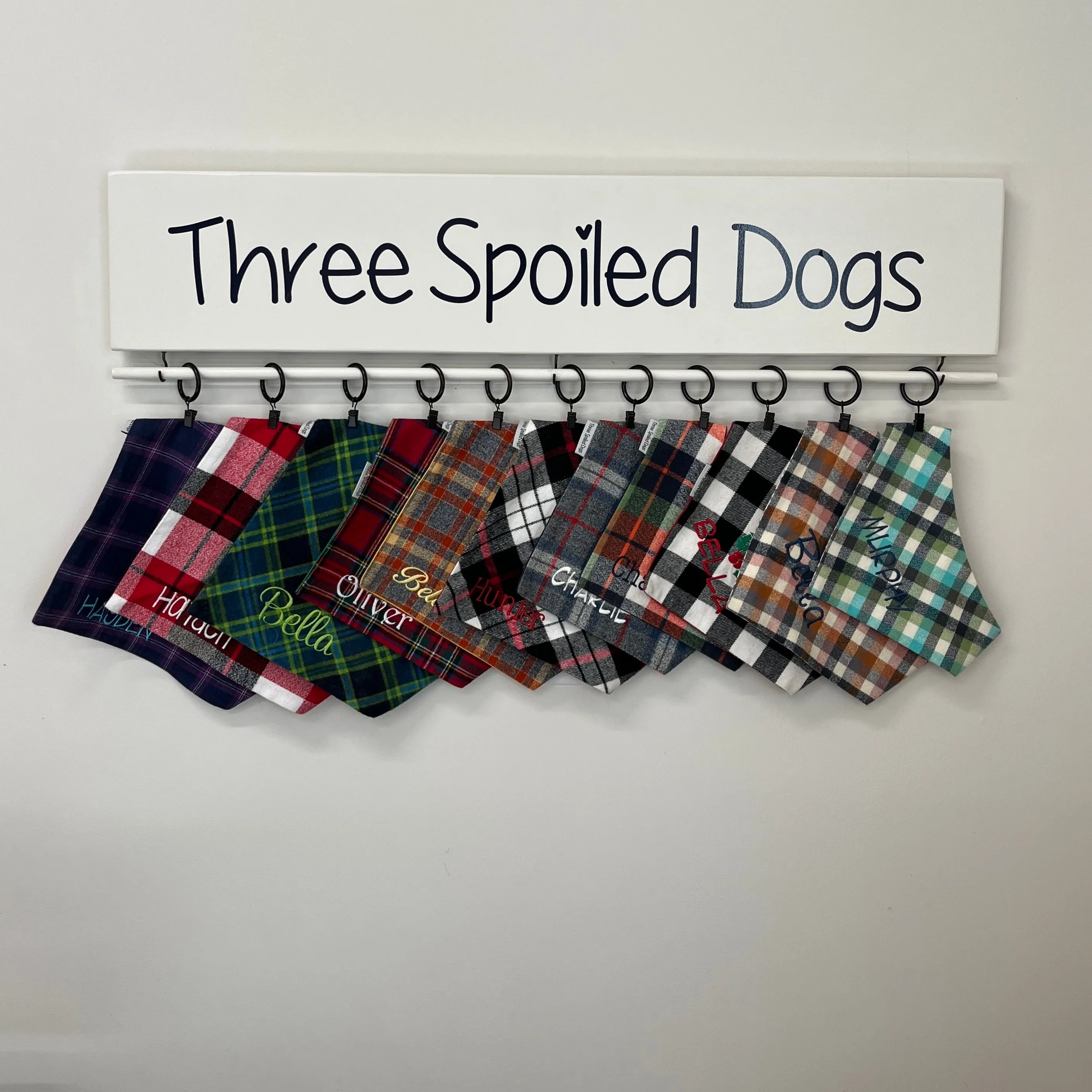 Personalized Dog Bandana Hangers - Holds Collars & Leashes too