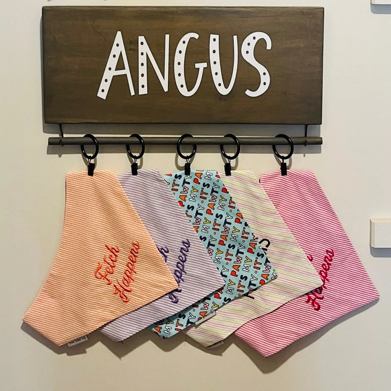 Personalized Dog Bandana Hangers - Holds Collars & Leashes too