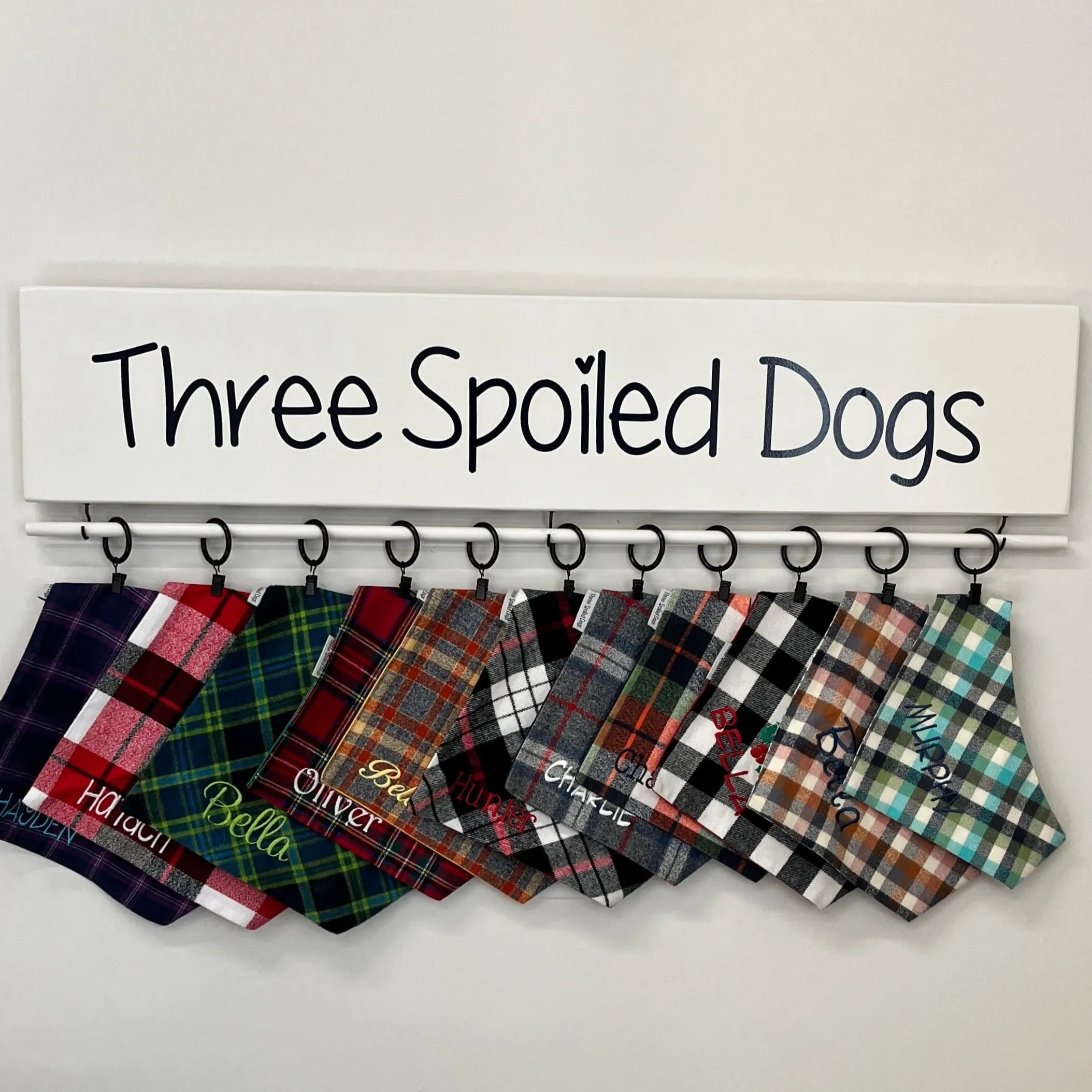 Personalized Dog Bandana Hangers - Holds Collars & Leashes too