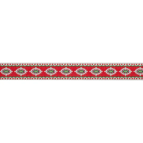 Scalloped & dotted Edge Holiday Motif on Red - 5/8" - Dena Designs